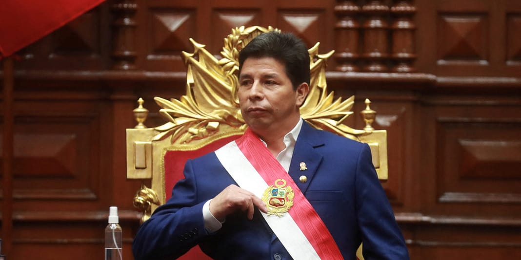 Peru's president Pedro Castillo delivers his address to the nation